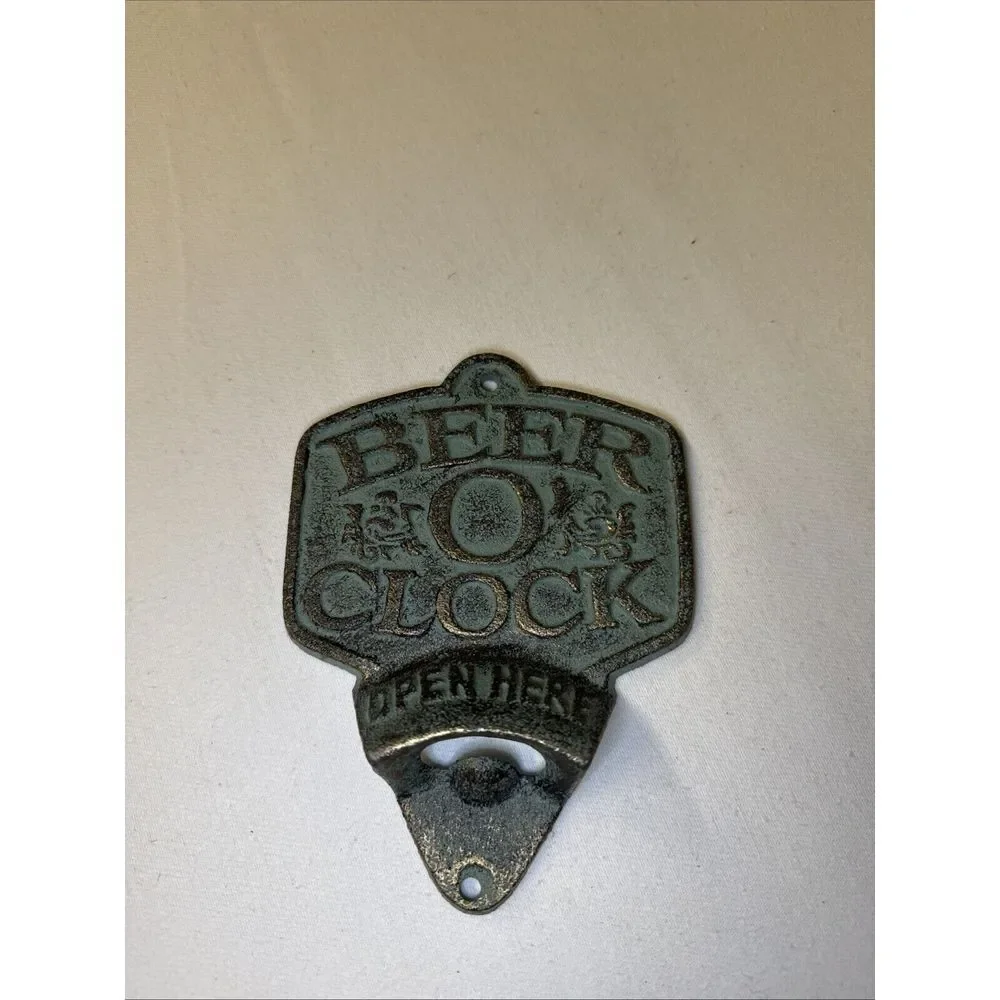 Cast Iron, Beer O'Clock, Wall Bottle Opener, Bar Decor, Man Cave,‎ Fun Gift